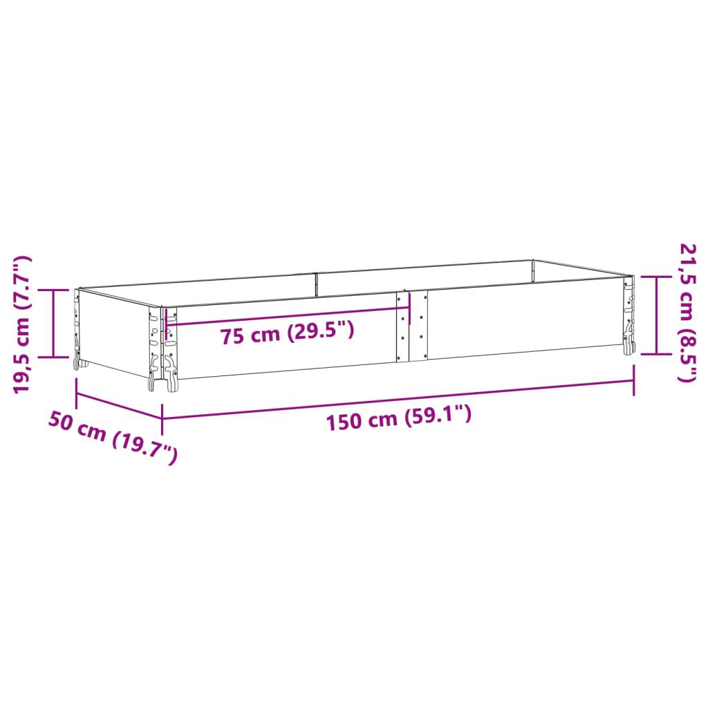 vidaXL Ζαρντινιέρα Κήπου Μαύρη 150x50 εκ. από Μασίφ Ξύλο Πεύκου