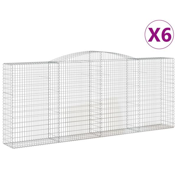 vidaXL Συρματοκιβώτια Τοξωτά 6 τεμ. 400x50x160/180 εκ. Γαλβαν. Ατσάλι