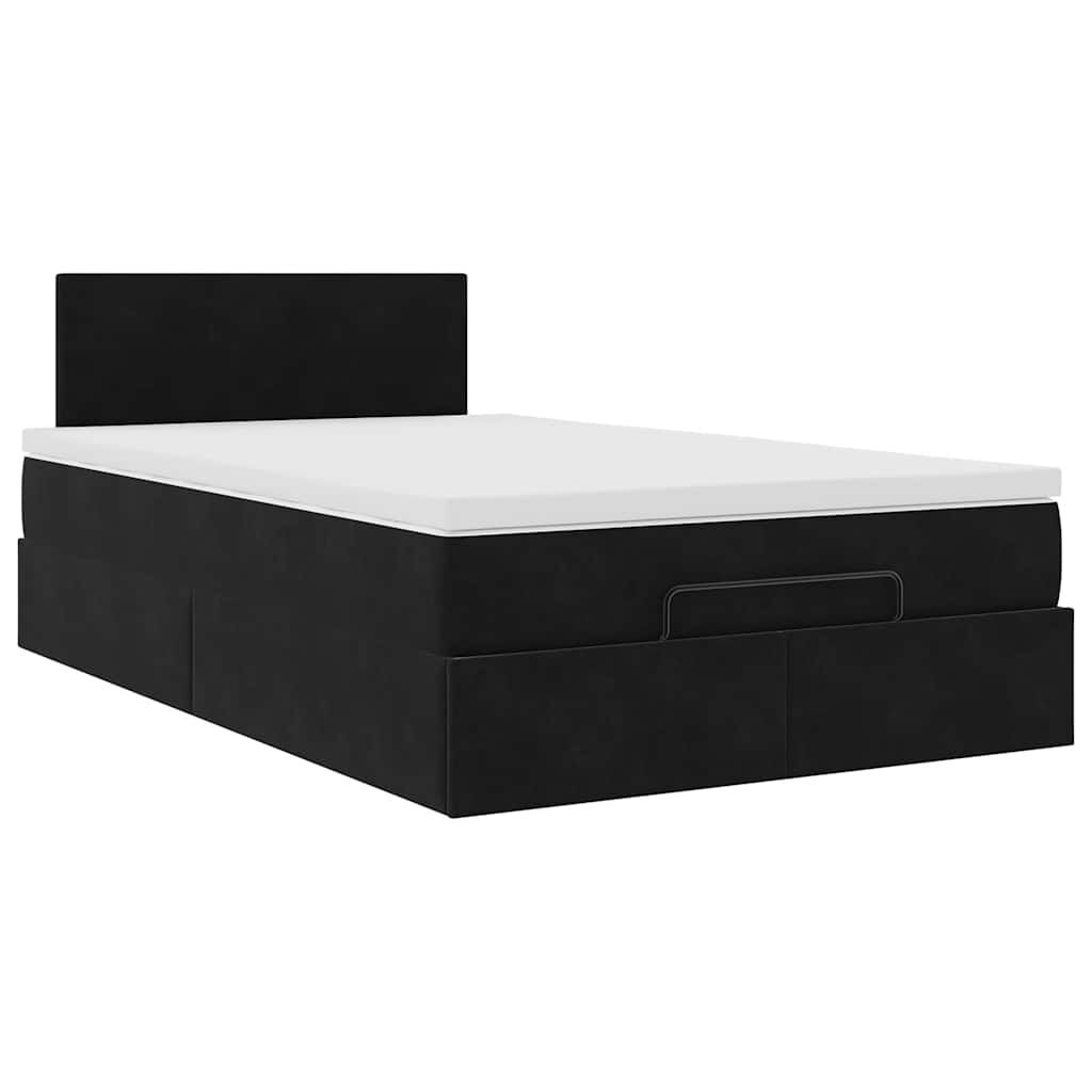 vidaXL Οθωμανικό κρεβάτι με στρώμα & LEDs Μαύρο 120x200cm Velvet