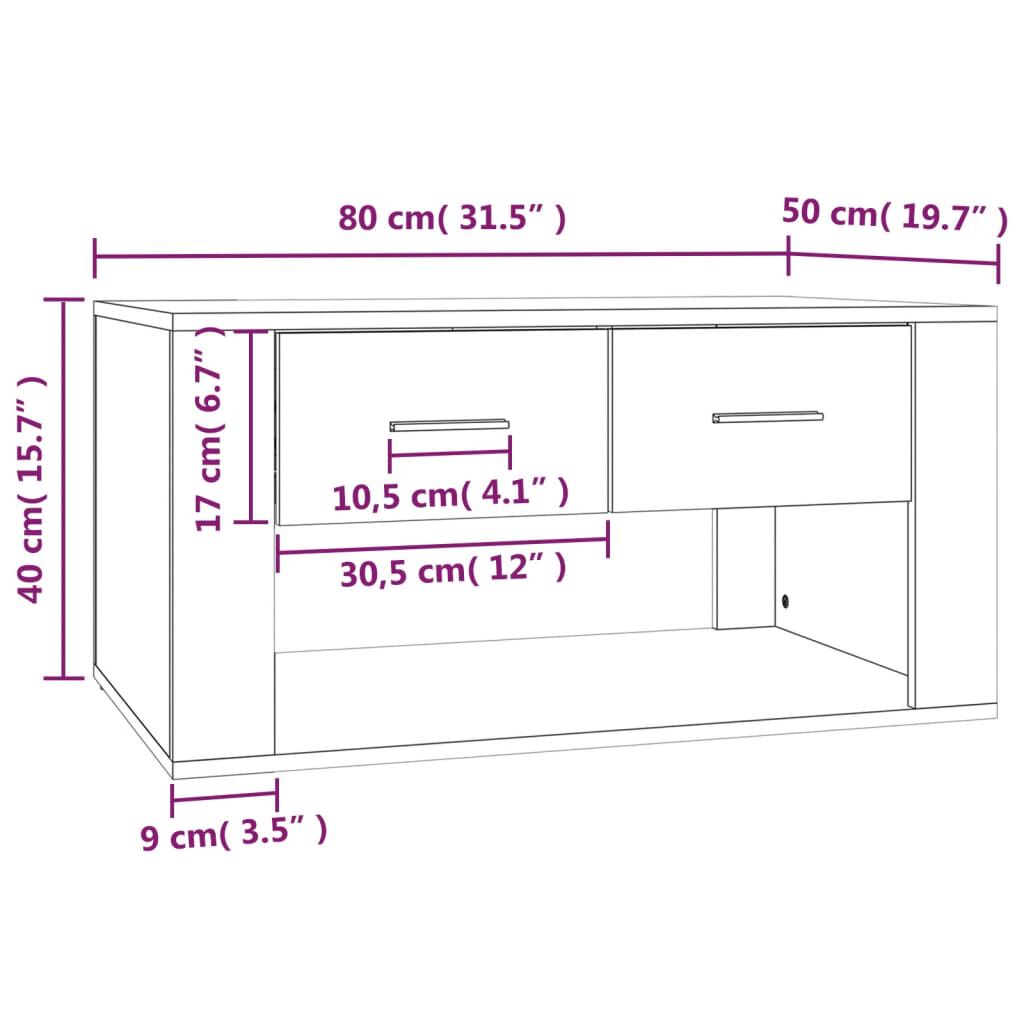 vidaXL Τραπεζάκι Σαλονιού Καπνιστή Δρυς 80x50x40 εκ. Επεξεργασμ. Ξύλο