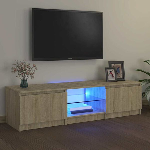 vidaXL Έ&pi;&iota;&pi;&lambda;&omicron; &Tau;&eta;&lambda;&epsilon;ό&rho;&alpha;&sigma;&eta;&sigmaf; &mu;&epsilon; LED Sonoma &Delta;&rho;&upsilon;&sigmaf; 140x40x36 &epsilon;&kappa;.