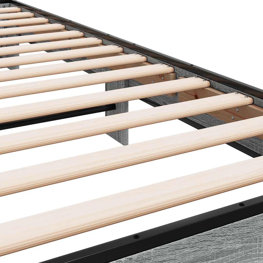 vidaXL Πλαίσιο Κρεβατιού Γκρι Sonoma 75x190 εκ. Επεξ. Ξύλο & Μέταλλο
