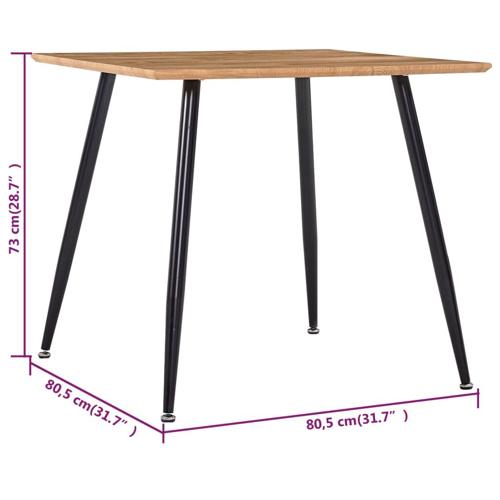 vidaXL Τραπεζαρία Χρώμα Δρυός / Μαύρη 80,5 x 80,5 x 73 εκ. από MDF