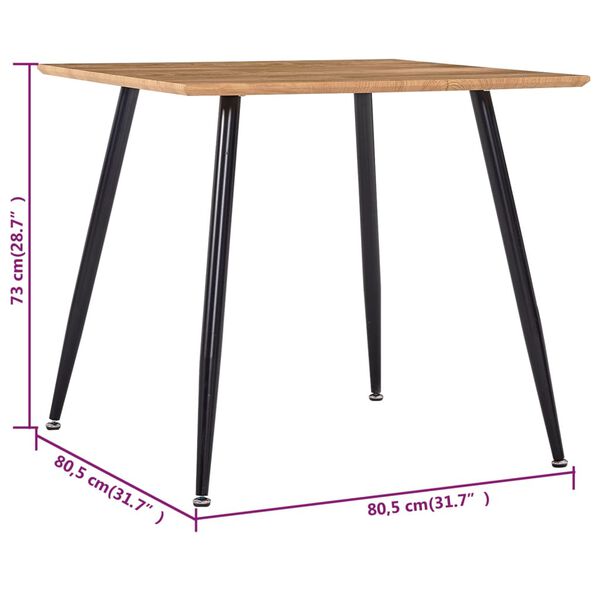 vidaXL Τραπεζαρία Χρώμα Δρυός / Μαύρη 80,5 x 80,5 x 73 εκ. από MDF