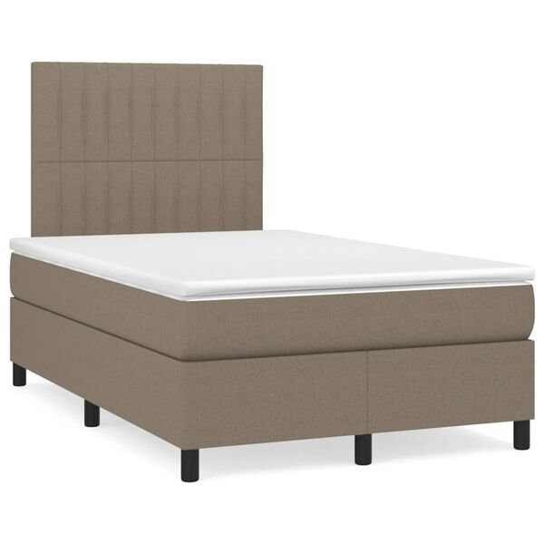 vidaXL Κρεβάτι Boxspring με Στρώμα & LED Taupe 120x190 εκ. Υφασμάτινο