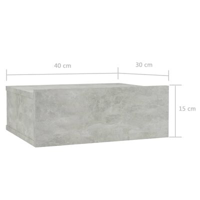 vidaXL Κομοδίνο Κρεμαστό Γκρι Σκυροδέματος 40x30x15 εκ. Μοριοσανίδα