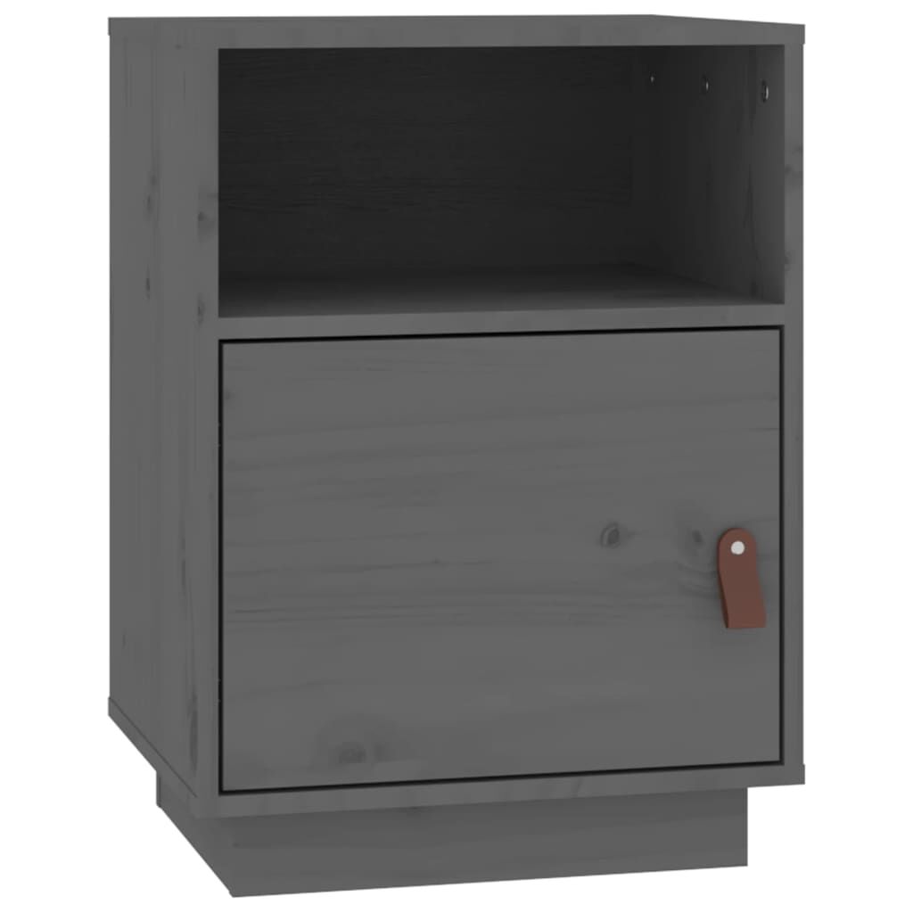 vidaXL Κομοδίνα 2 τεμ. Γκρι 40x34x55 εκ. από Μασίφ Ξύλο Πεύκου