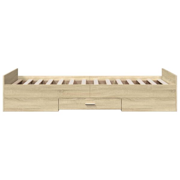 vidaXL Πλαίσιο Κρεβατιού με Συρτάρια Sonoma Δρυς 75x190 εκ. Επεξ. Ξύλο