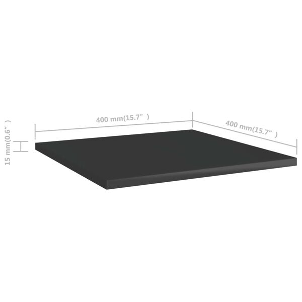vidaXL Ράφια Βιβλιοθήκης 4 τεμ. Γυαλ. Μαύρο 40x40x1,5 εκ. Μοριοσανίδα