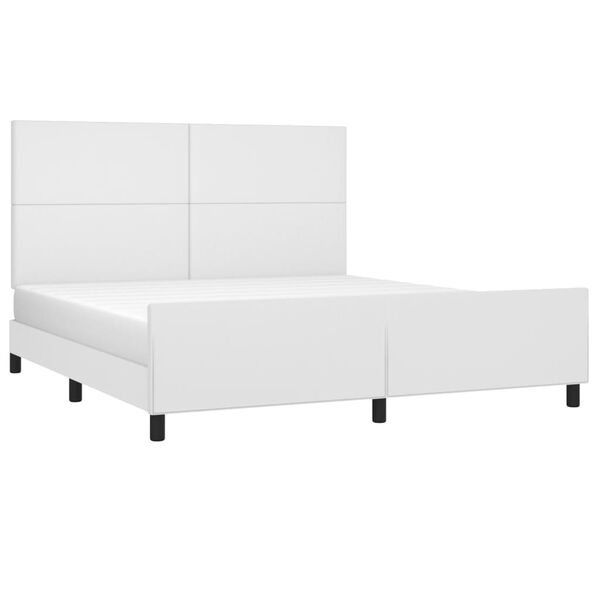 vidaXL Πλαίσιο Κρεβατιού με Κεφαλάρι Λευκό 180x200 εκ. Συνθετικό Δέρμα