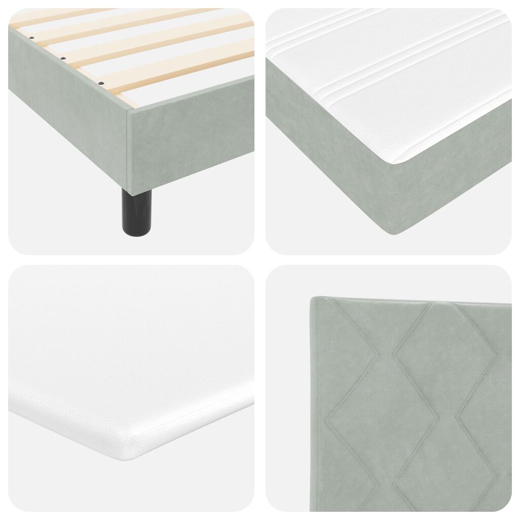 βίνταΧΛ Box Spring Κρεβάτι με Στρώμα Ανοιχτό Γκρι 100x200 εκ Βελούδο