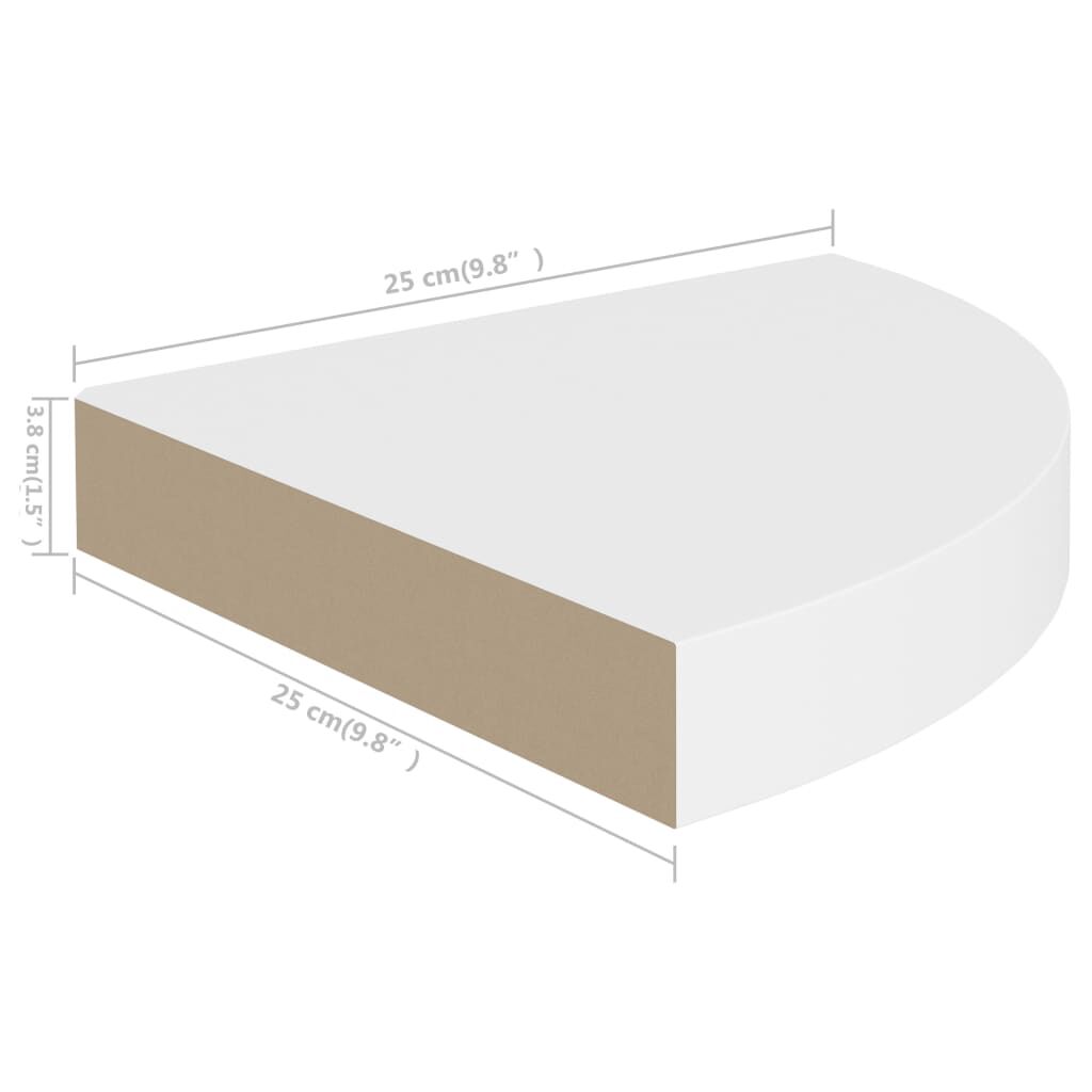 vidaXL Ράφια Τοίχου Γωνιακά 2 τεμ. Άσπρα 25x25x3,8 εκ. MDF