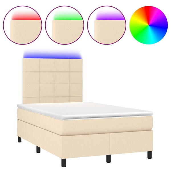 vidaXL &Kappa;&rho;&epsilon;&beta;ά&tau;&iota; Boxspring &mu;&epsilon; &Sigma;&tau;&rho;ώ&mu;&alpha; & LED &Kappa;&rho;&epsilon;&mu; 120x200 &epsilon;&kappa;. &Upsilon;&phi;&alpha;&sigma;&mu;ά&tau;&iota;&nu;&omicron;