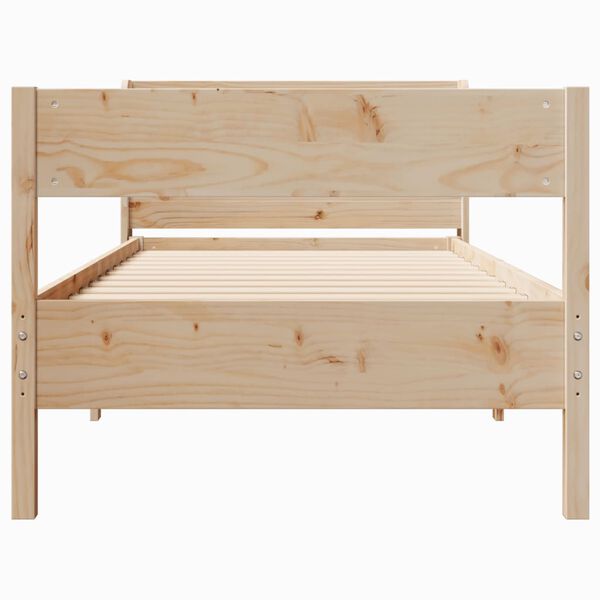vidaXL Σκελετός Κρεβατιού Χωρίς Στρώμα 75x190 εκ Μασίφ Ξύλο Πεύκου