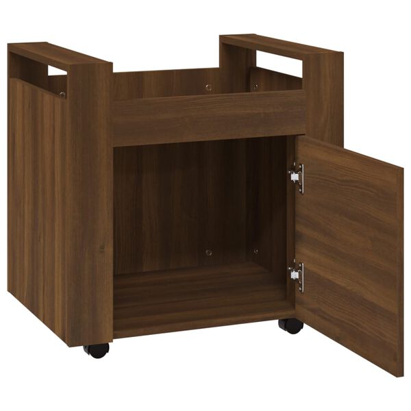 vidaXL Τρόλεϊ Γραφείου Καφέ Δρυς 60x45x60 εκ. από Επεξεργασμένο Ξύλο