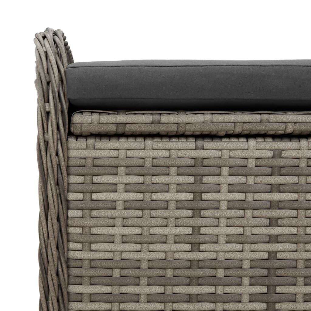 vidaXL Παγκάκι Αποθήκευσης Γκρι 115x51x52 εκ. Συνθετικό Ρατάν Μαξιλάρι