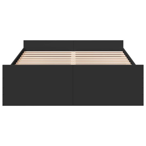 vidaXL Πλαίσιο Κρεβατιού με Συρτάρια Μαύρο 140x190 εκ Επεξεργ. Ξύλο
