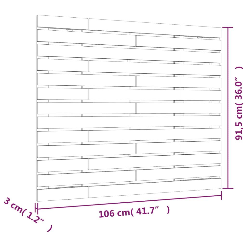 vidaXL Κεφαλάρι Τοίχου Μαύρο 106x3x91,5 εκ. από Μασίφ Ξύλο Πεύκου