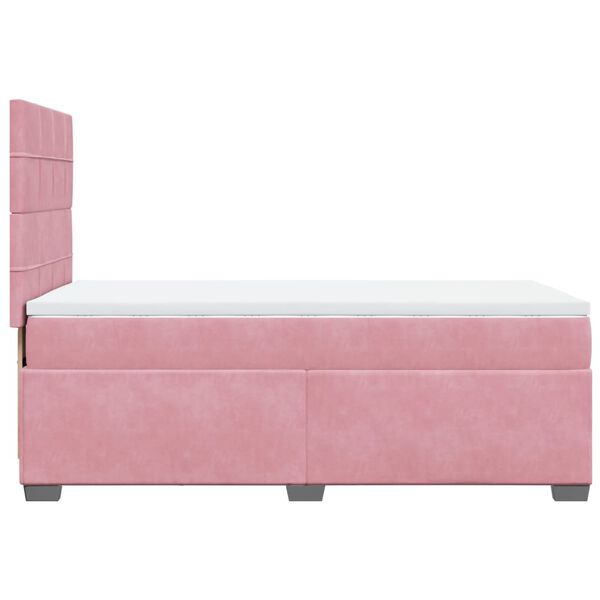 vidaXL Κρεβάτι Boxspring με Στρώμα Ροζ 100x200 εκ. Βελούδινο