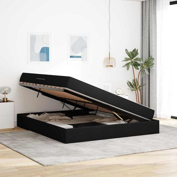 vidaXL Κρεβάτι με αποθηκευτικό χώρο και στρώμα Μαύρο 180 x 200 cm