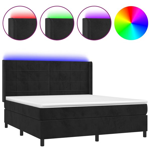 vidaXL &Kappa;&rho;&epsilon;&beta;ά&tau;&iota; Boxspring &mu;&epsilon; &Sigma;&tau;&rho;ώ&mu;&alpha; & LED &Mu;&alpha;ύ&rho;&omicron; 180x200 &epsilon;&kappa;. &Beta;&epsilon;&lambda;&omicron;ύ&delta;&iota;&nu;&omicron;