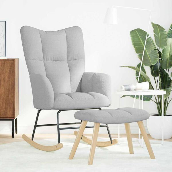 vidaXL Κουνιστή καρέκλα με υποπόδιο Cloud Grey Fabric