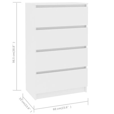 vidaXL Συρταριέρα Λευκή 60 x 35 x 98,5 εκ. από Επεξεργασμένο Ξύλο
