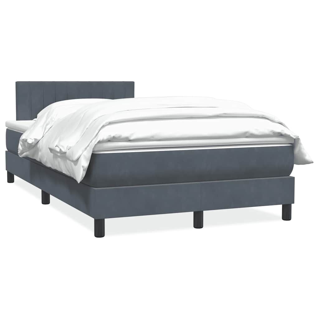 vidaXL Κρεβάτι Boxspring με Στρώμα Σκούρο Γκρι 120x210 εκ. Βελούδινο