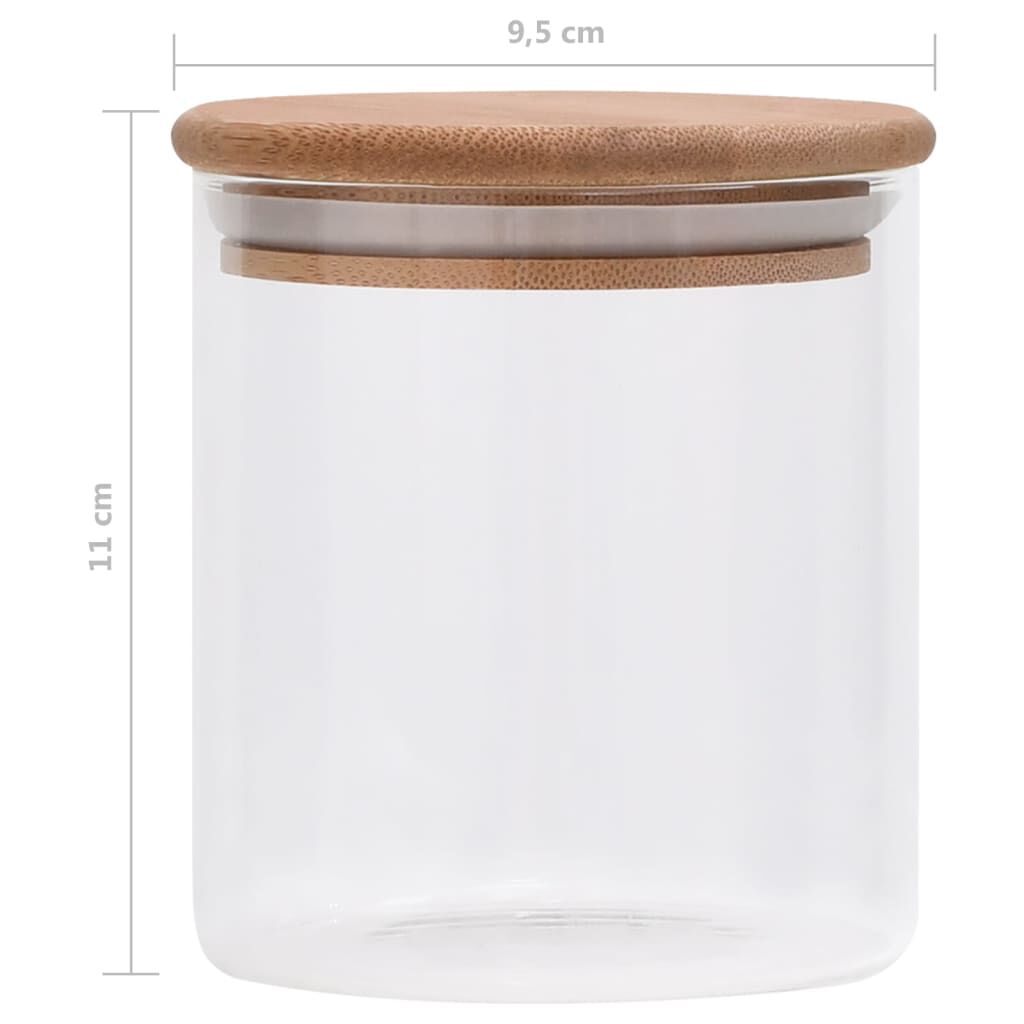 vidaXL Βάζα 10 τεμ. 600 ml Γυάλινα με Καπάκι από Μπαμπού