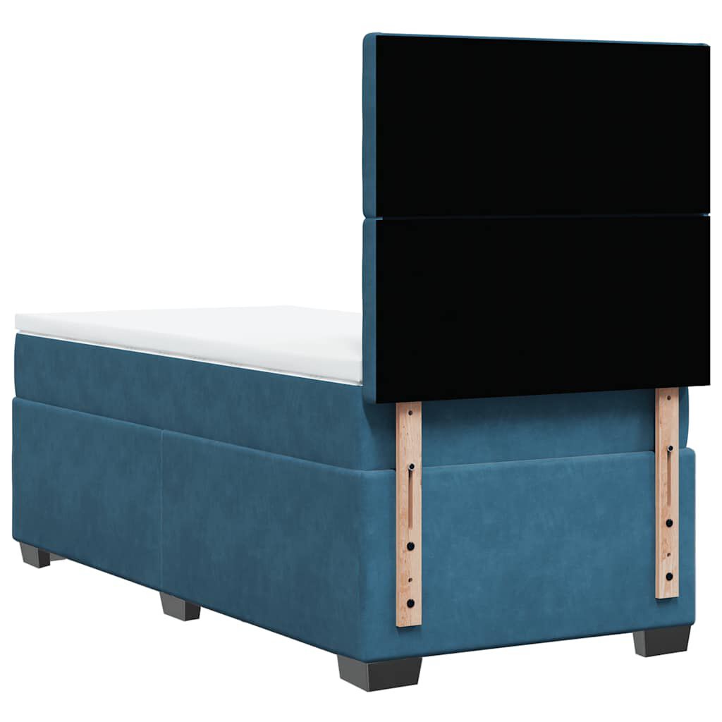 vidaXL Κρεβάτι Boxspring με Στρώμα Μπλε 80 x 200 εκ. Βελούδινο