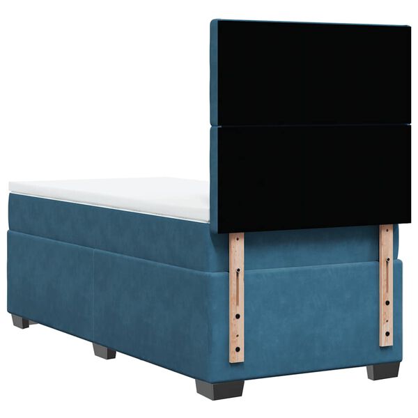 vidaXL Κρεβάτι Boxspring με Στρώμα Μπλε 80 x 200 εκ. Βελούδινο