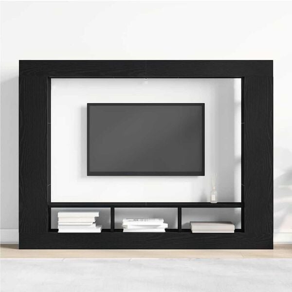 vidaXL Ντουλάπι TV Μαύρη δρυς 152 x 22 x 113 εκ. Επεξεργασμένο ξύλο