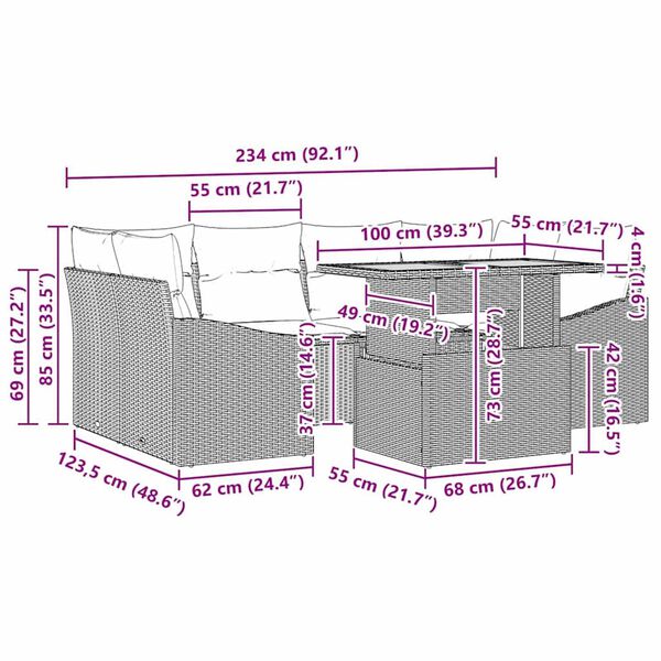 vidaXL Σέτ φαγητού για κήπο Μπεζ και Κρέμα 100 x 55 x 73 εκ