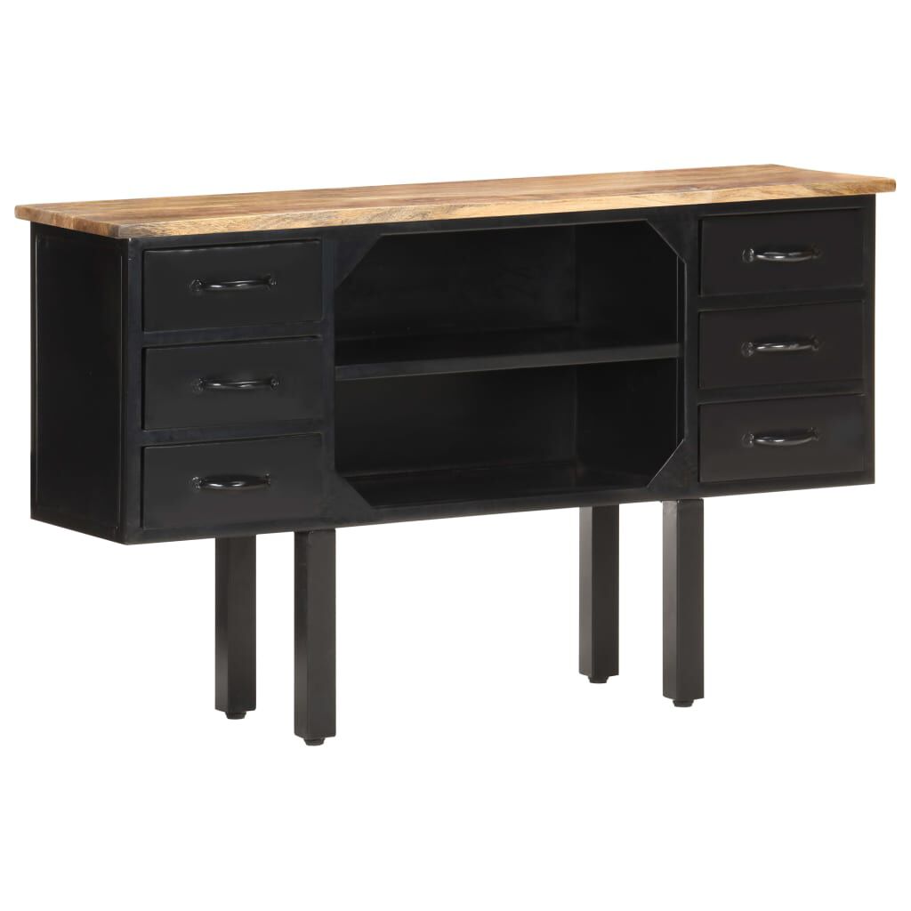 vidaXL Μπουφές 110x30x65 εκ. Μασίφ Ακατέργαστο Ξύλο Μάνγκο και Ατσάλι