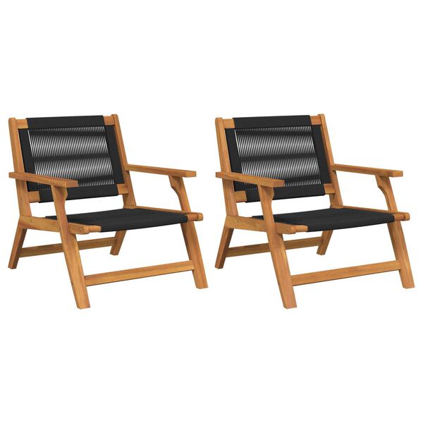 vidaXL Εξωτερικά Έπιπλα 2 pcs Μαύρο 78 x 67 x 73εκ. Μασίφ ξύλο ακακίας