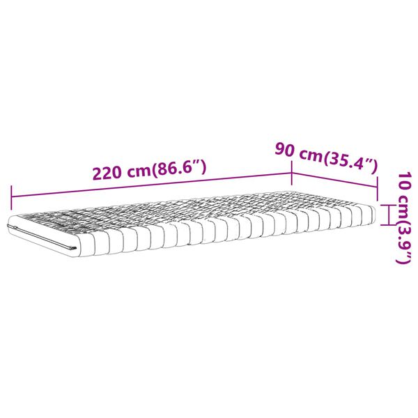 vidaXL Στρώμα Αφρού 7 Ζωνών Σκληρότητα 20 ILD Λευκό 90x220 εκ.