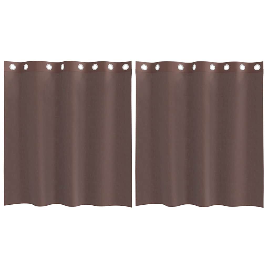 vidaXL Κουρτίνες Voile με ροδέλες 2 τεμάχια Καφέ 140x140 εκ.