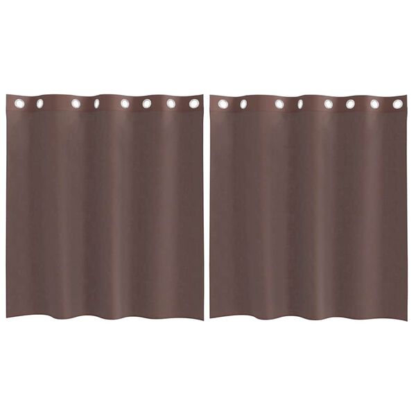 vidaXL Κουρτίνες Voile με ροδέλες 2 τεμάχια Καφέ 140x140 εκ.