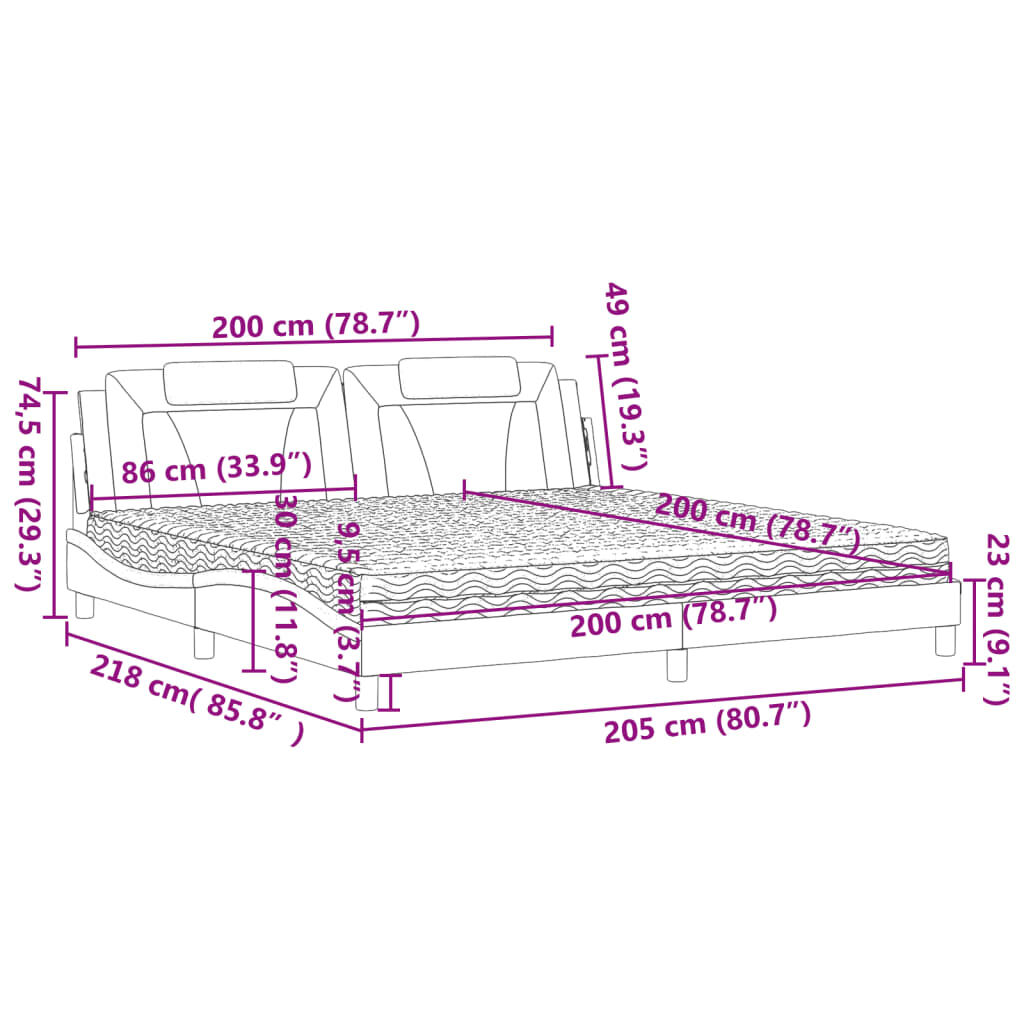 vidaXL Κρεβάτι με Στρώμα Καφέ 200x200 εκ. Συνθετικό Δέρμα