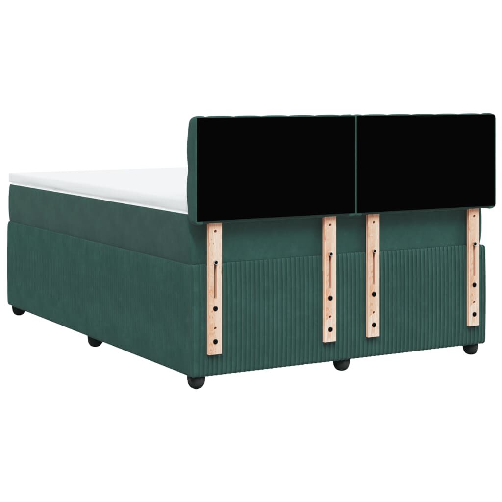 vidaXL Κρεβάτι Boxspring με Στρώμα Σκούρο Πράσινο 140x200εκ. Βελούδινο