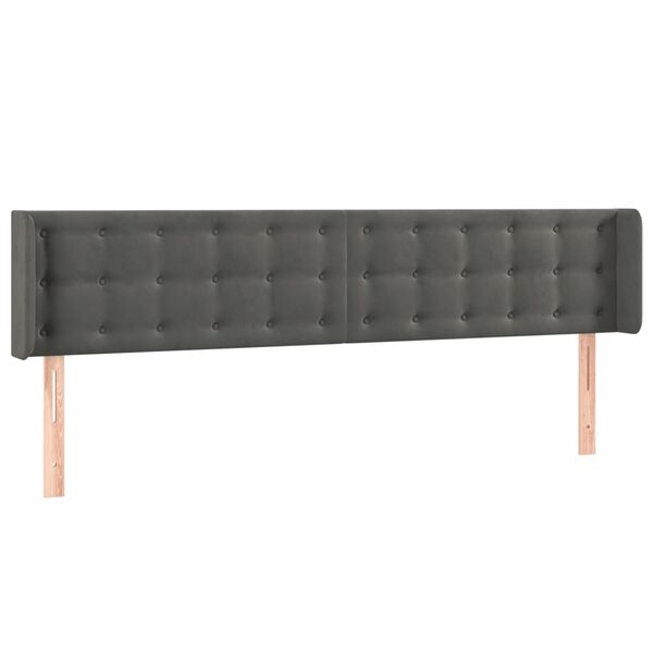 vidaXL Κεφαλάρι Κρεβατιού LED Σκούρο Γκρι 183x16x78/88 εκ. Βελούδινο