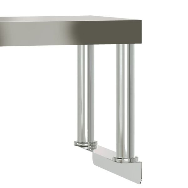 vidaXL Πάγκος Εργασίας Κουζίνας με Ράφι 110x55x120 εκ. Ανοξείδ. Ατσάλι