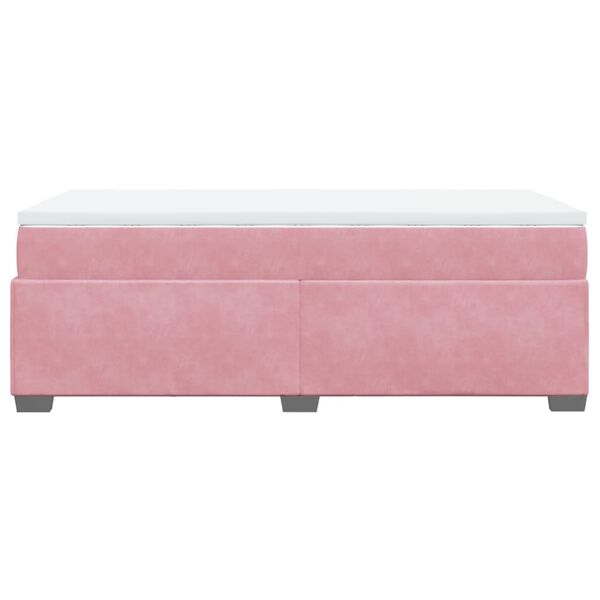 vidaXL Κρεβάτι Boxspring με Στρώμα Ροζ 100x200 εκ. Βελούδινο