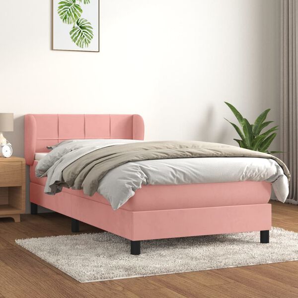 vidaXL &Kappa;&rho;&epsilon;&beta;ά&tau;&iota; Boxspring &mu;&epsilon; &Sigma;&tau;&rho;ώ&mu;&alpha; &Rho;&omicron;&zeta; 90x200 &epsilon;&kappa;. &Beta;&epsilon;&lambda;&omicron;ύ&delta;&iota;&nu;&omicron;