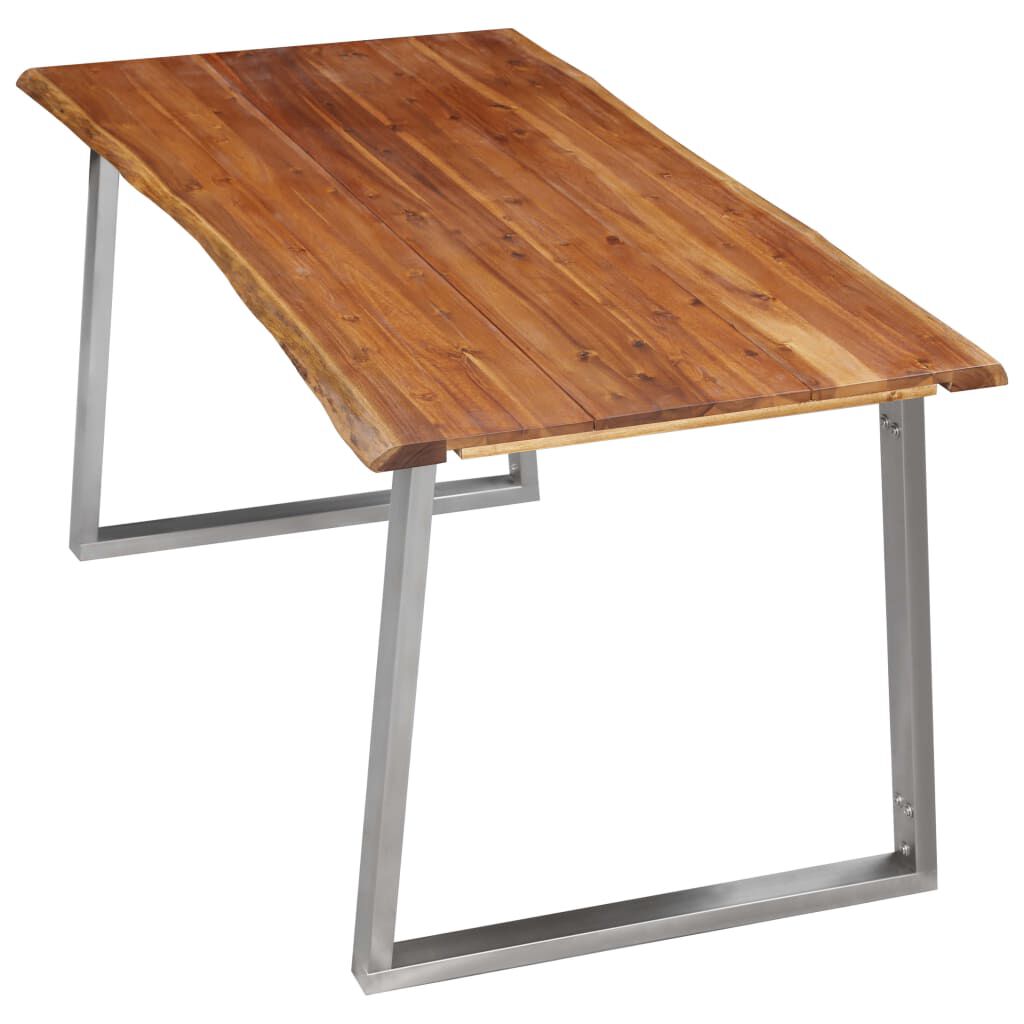 vidaXL Τραπεζαρία 160x80x75 εκ. Μασίφ Ξύλο Ακακίας / Ανοξείδωτο Ατσάλι