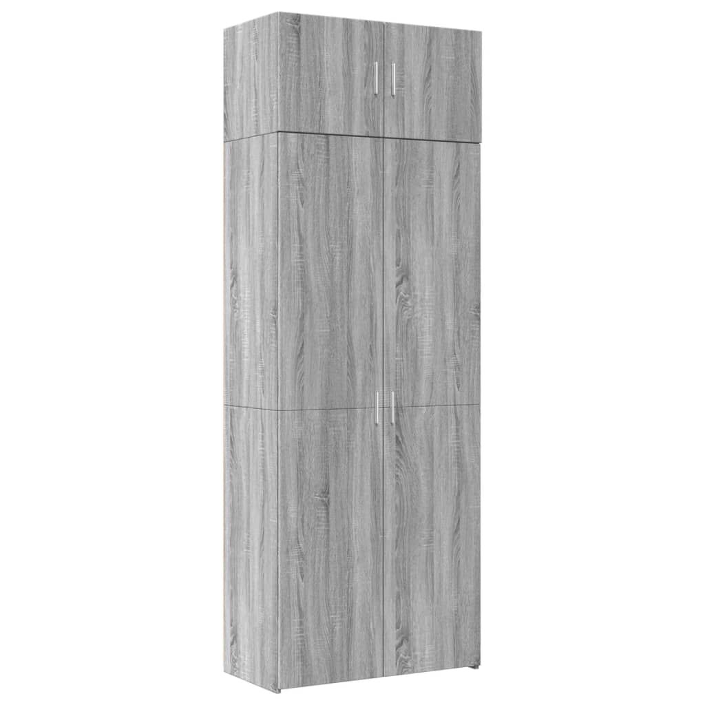 vidaXL Ραφιέρα με Ντουλάπια Γκρι Sonoma 80x42,5x225εκ Επεξ. Ξύλο
