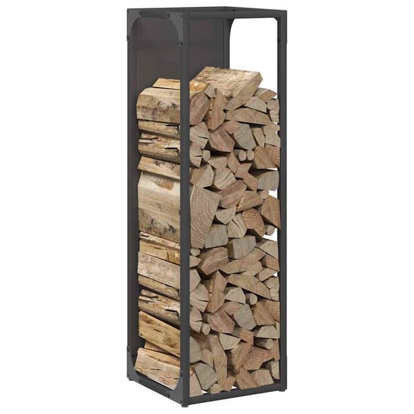 vidaXL Ράφι για καυσόξυλα Μαύρο 25x25x80 cm Ατσάλι ψυχρής έλασης