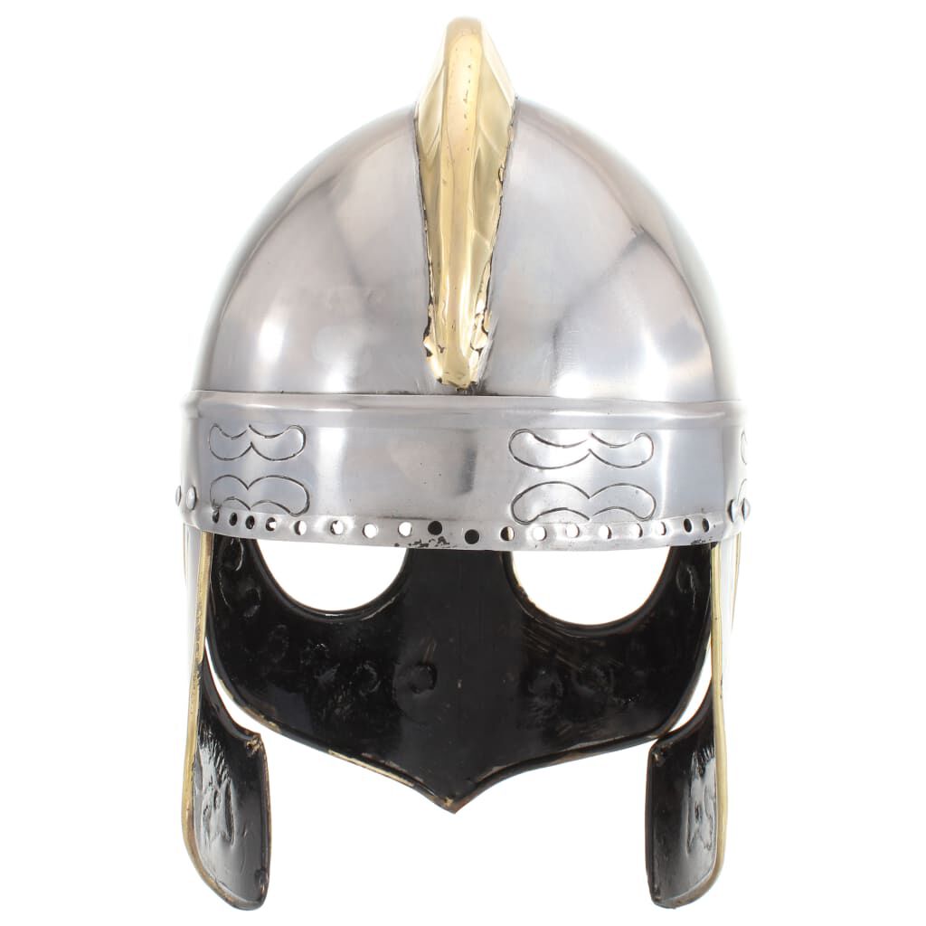 vidaXL Κράνος Beowulf Ρέπλικα Αντικέ για LARP Ασημί Ατσάλινο