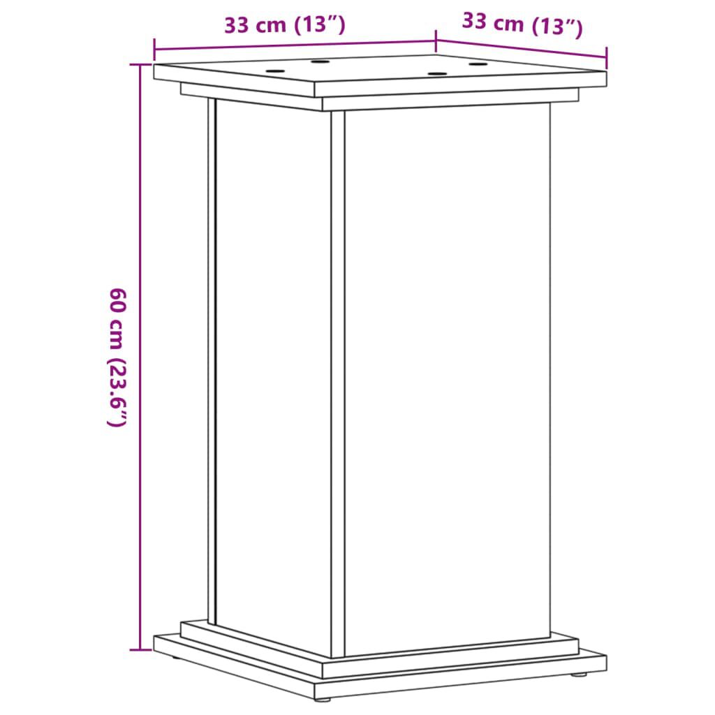 vidaXL Βάση Γλάστρας Μαύρη 33x33x60 εκ. από Επεξεργασμένο Ξύλο