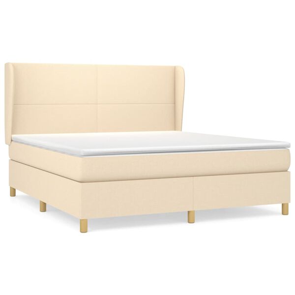 vidaXL &Kappa;&rho;&epsilon;&beta;ά&tau;&iota; Boxspring &mu;&epsilon; &Sigma;&tau;&rho;ώ&mu;&alpha; &Kappa;&rho;&epsilon;&mu; 180x200 &epsilon;&kappa;. &Upsilon;&phi;&alpha;&sigma;&mu;ά&tau;&iota;&nu;&omicron;